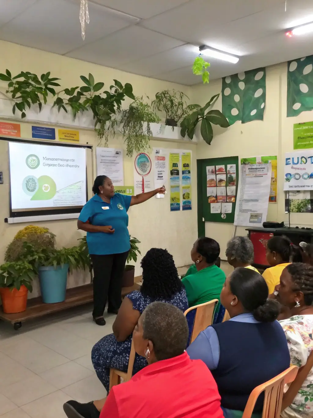 A photograph of a workshop where CDREN is educating community members about sustainable waste management practices.